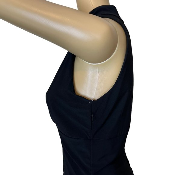 White House Halter Artichoke Dress Size 8 Black Layered Stretch Eyelet Neck - Picture 7 of 13